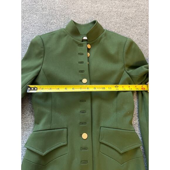 $995 Alice + Olivia Winn Olive Green Long Buttoned Long Sleeve Coat Jacket Sz 0 - Picture 13 of 15